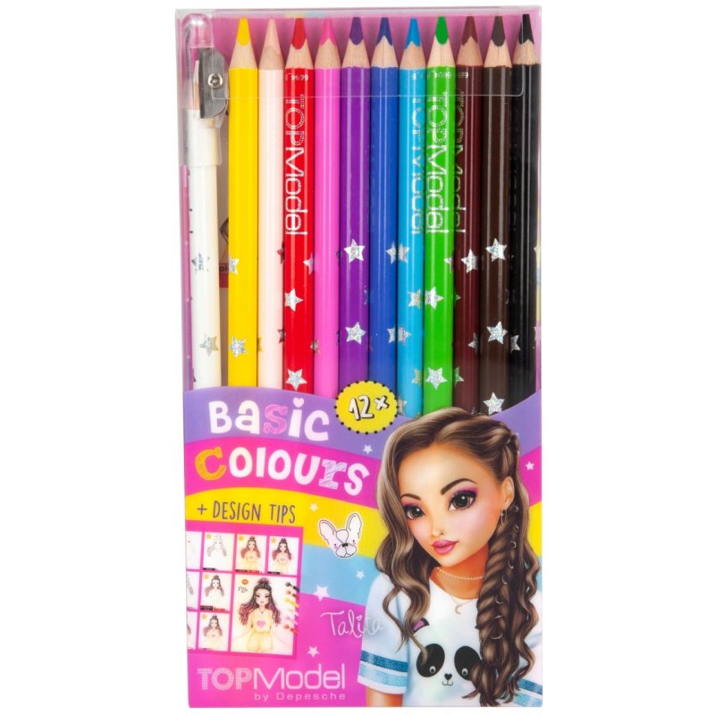 Topmodel Set Of 12 Colouring Pencils image of the pencils in packaging on a white background