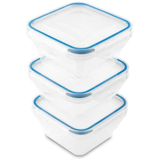 Addis Clip Tight 300ml 3 Pack Square Containers image of the set of containers on a white background