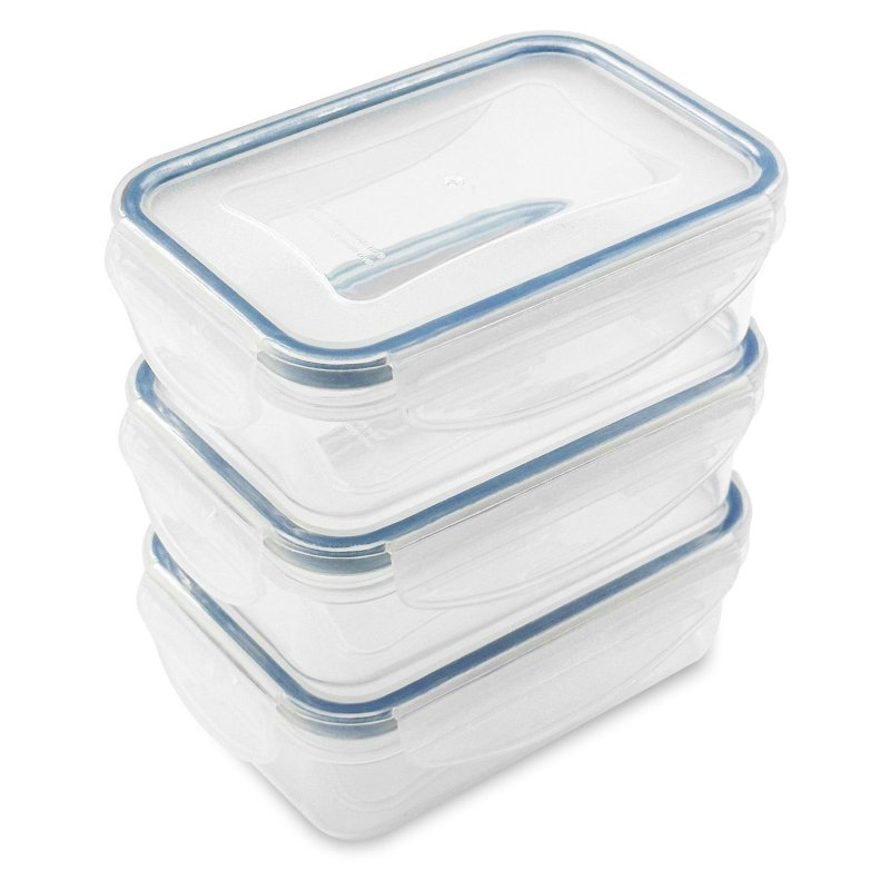 Addis Clip Tight 240ml Rectangular 3 Pack Container Set image of the container set on a white background