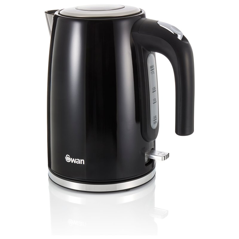 Swan Black TownHouse 1.7L Jug Kettle image of the kettle on a white background