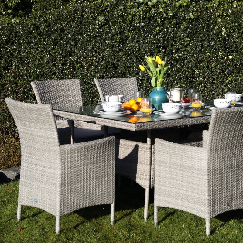 Havana 6 Seater Rectangular Dining Set lifestyle image of the dining set without parasol