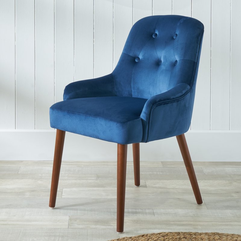 Annie Sapphire Blue Velvet Accent Chair lifestyle image of the chair