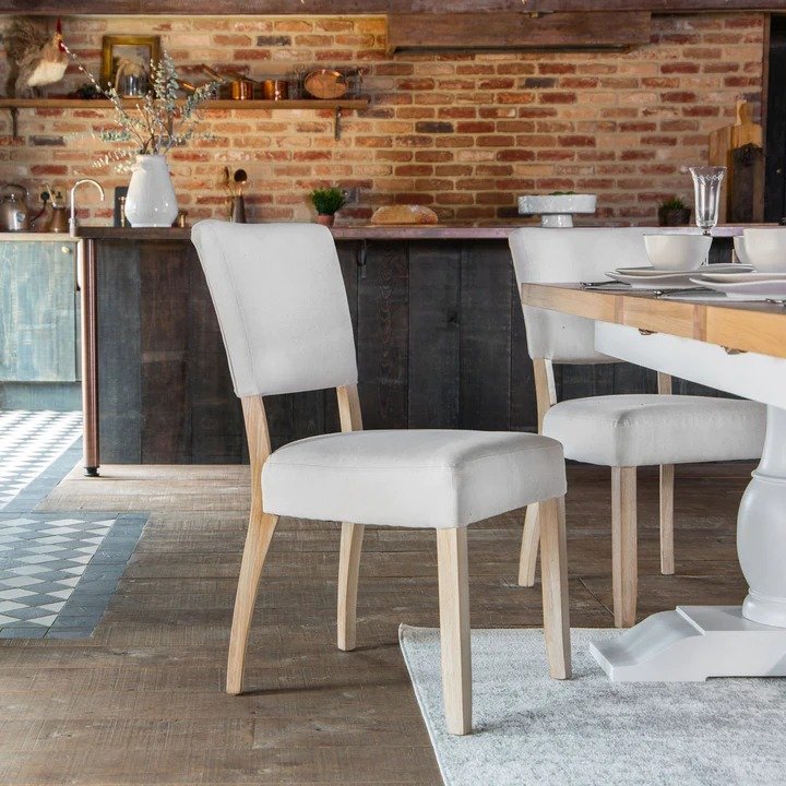Holkham Oak Natural Fabric Dining Chair lifestyle image of the dining chair