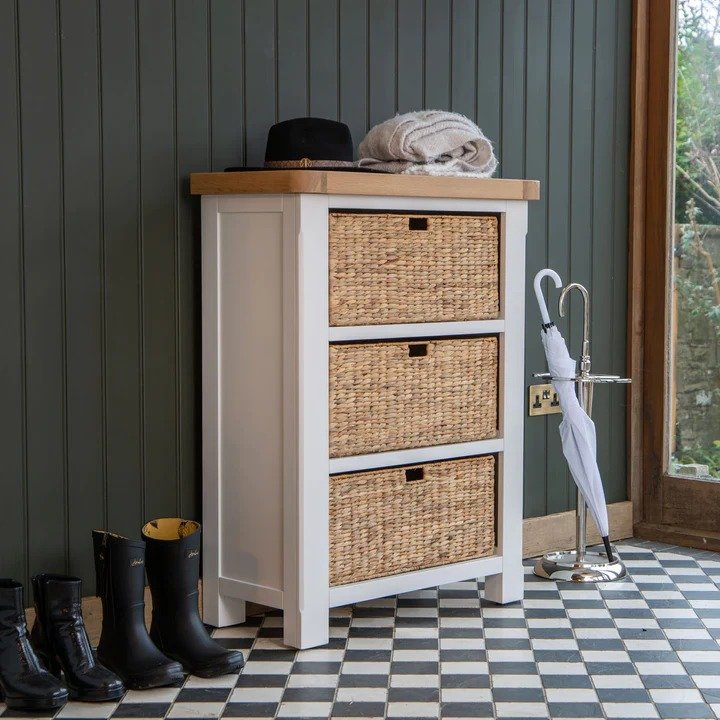 Holkham Oak Shoe Storage Chest lifestyle image of the storage chest