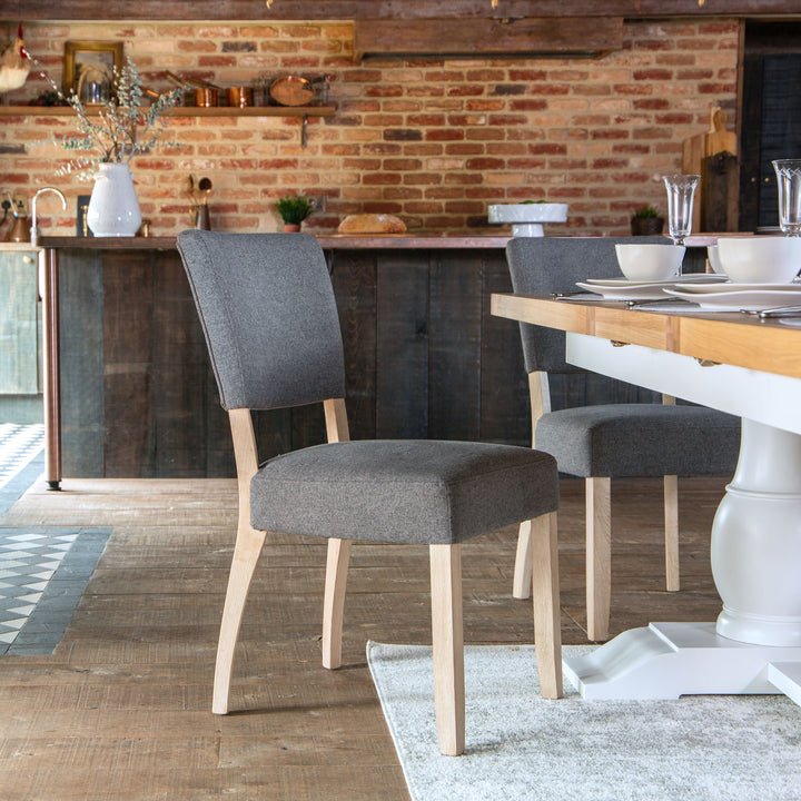 Holkham Oak Grey Fabric Dining Chair lifestyle image of the chair