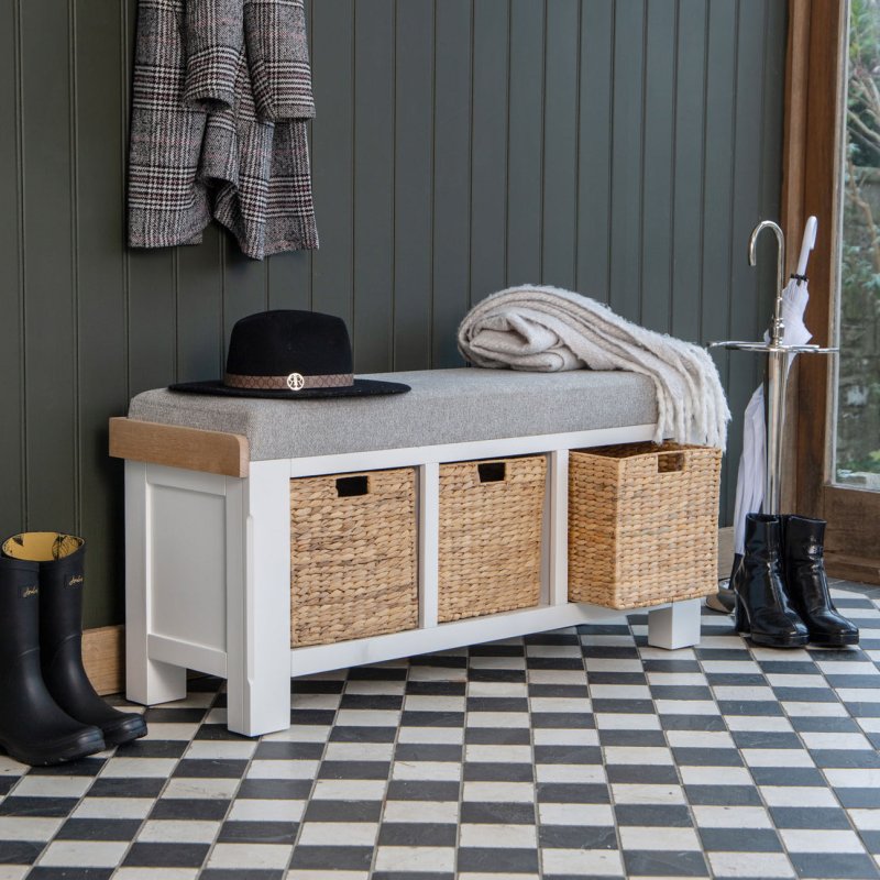 Holkham Oak Large Hall Bench lifestyle image of the hall bench