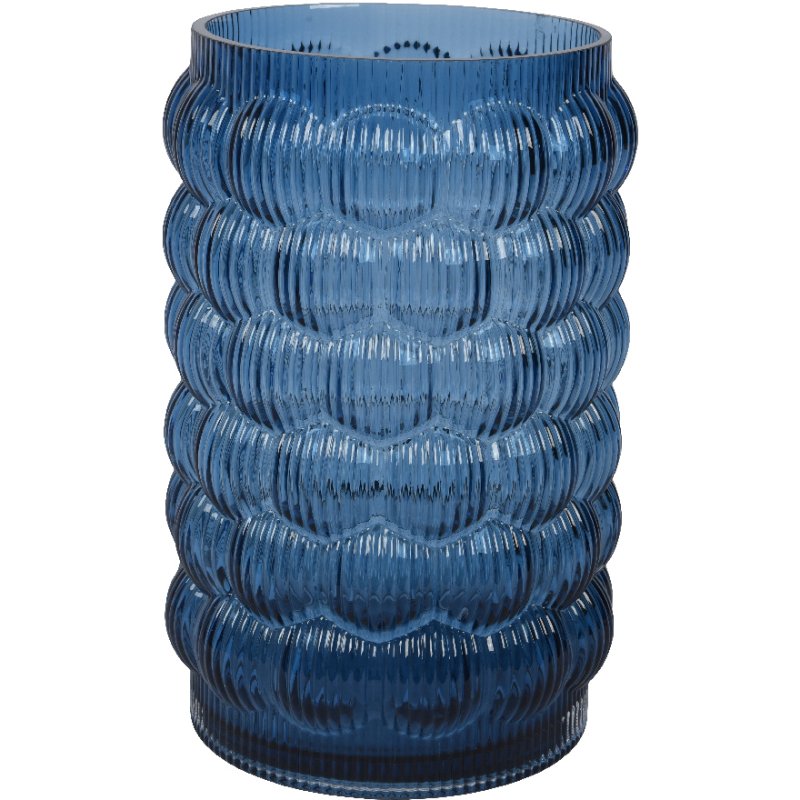 Kaemingk Blue Hexagon Ripple Vase