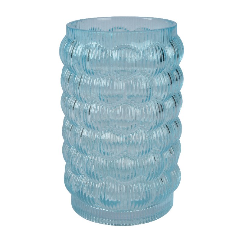 Kaemingk Pale Blue Hexagon Ripple Vase