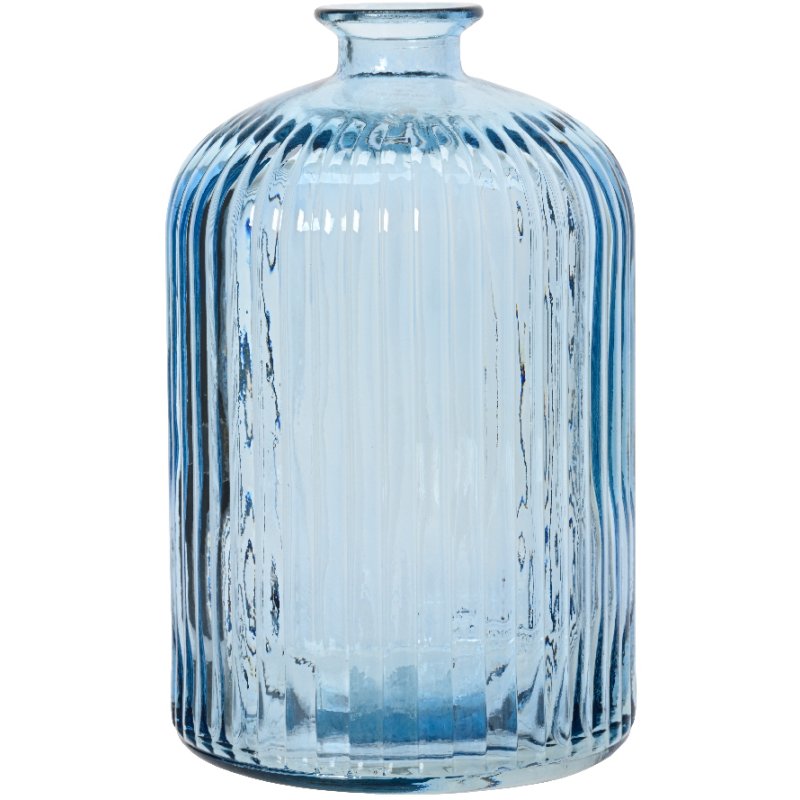 Kaemingk Recycled Blue Ridged Glass Vase