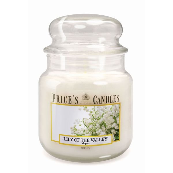 Price's Candles Lily Of The Valley Medium Jar Candle image of the candle on a white background