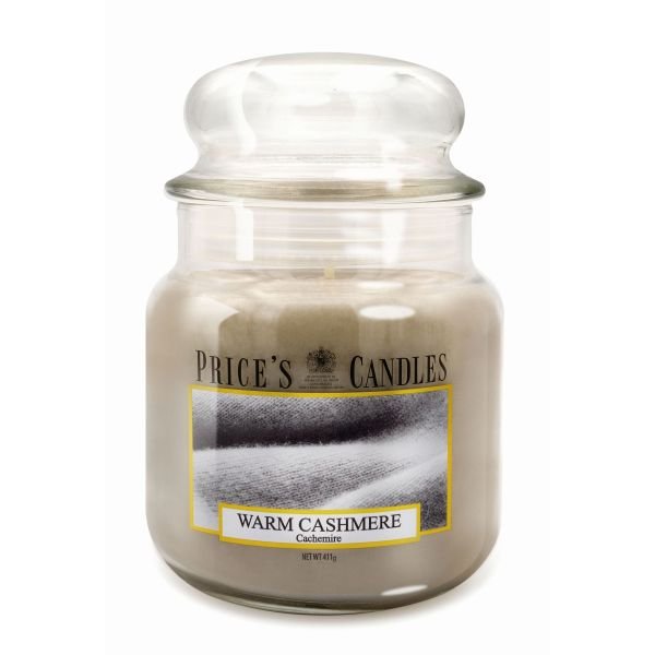 Price's Candles Warm Cashmere Medium Jar Candle image of the candle on a white background