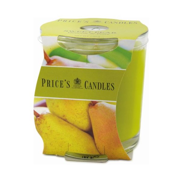 Price's Candles Sweet Pear Cluster Jar Candle image of the candle with packaging on a white background