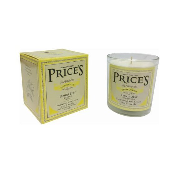 Price's Candles Heritage Lemon Zest Jar Candle image of the candle and packaging on a white background