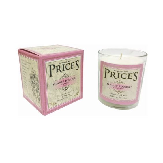 Price's Candles Heritage Summer Bouquet Jar Candle image of the candle and packaging on a white background