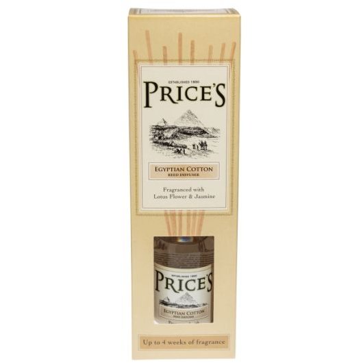 Price's Candles Heritage Egyptian Cotton Reed Diffuser front on image of the diffuser in packaging on a white background