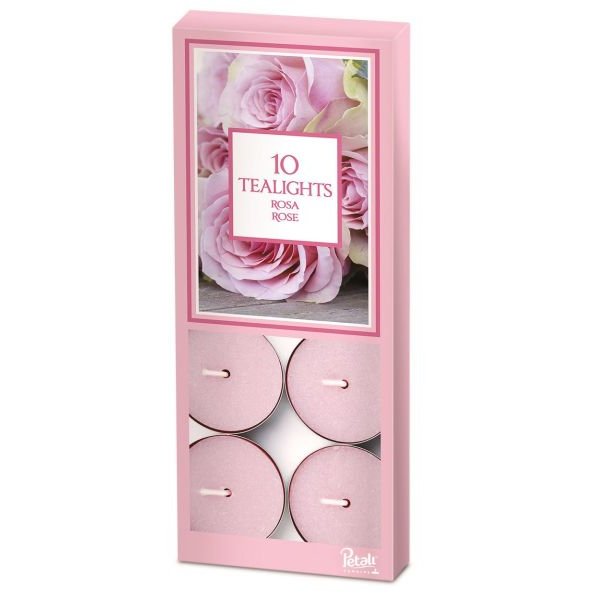 Price's Candles Petali Pack Of 25 Rose Tealights image of the tealights in packaging on a white background