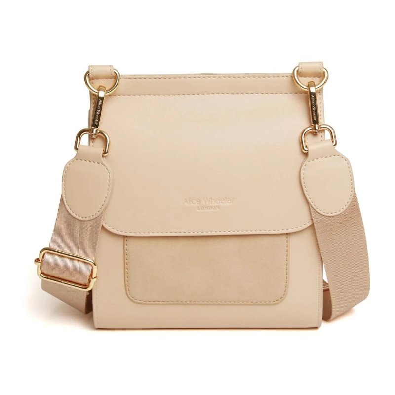 Alice Wheeler Sand Seville Cross Body Bag image of the front of the bag on a white background