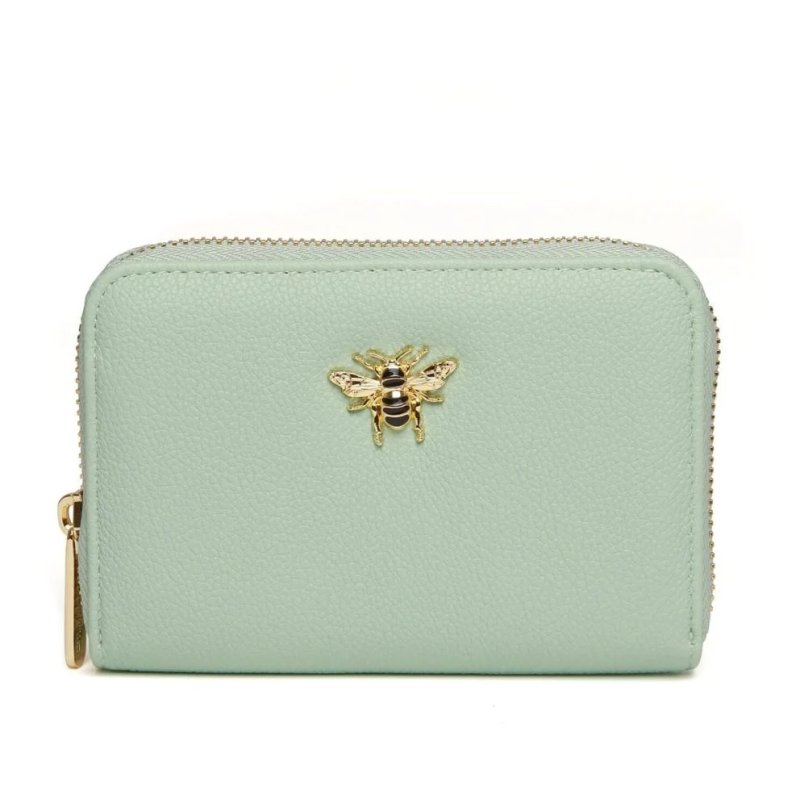 Alice Wheeler Pastel Mint Bromley Purse image of the front of the purse on a white background