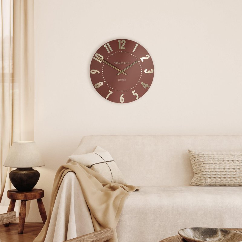 Thomas Kent Arabic 12" Auburn Wall Clock lifestyle image of the clock