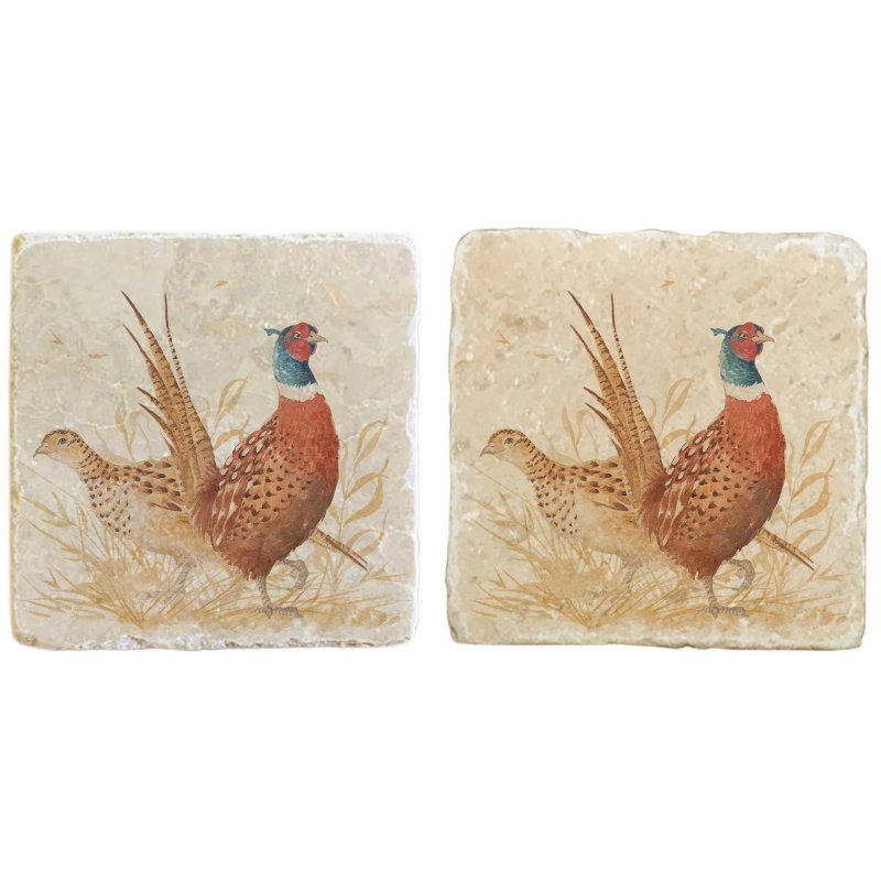 The Humble Hare Pheasant Parade Coaster Pair