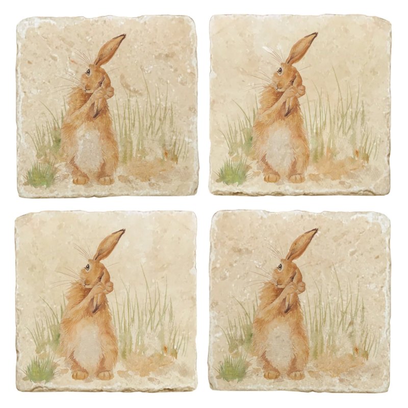 The Humble Hare Coaster Pair image of the coasters on a white background
