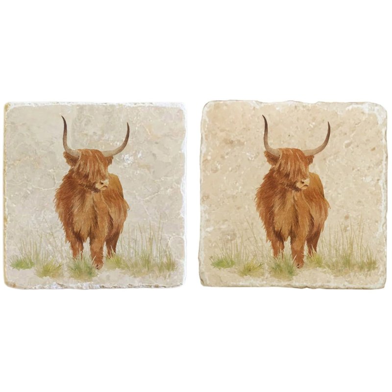 The Humble Hare Hairy Highland Coaster Pair