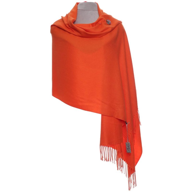 Zelly Orange Pashmina Pin Scarf image of the scarf on a white background