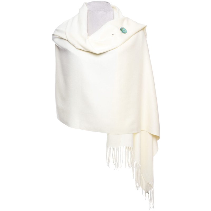 Zelly Ivory Pashmina Pin Scarf image of the scarf on a white background