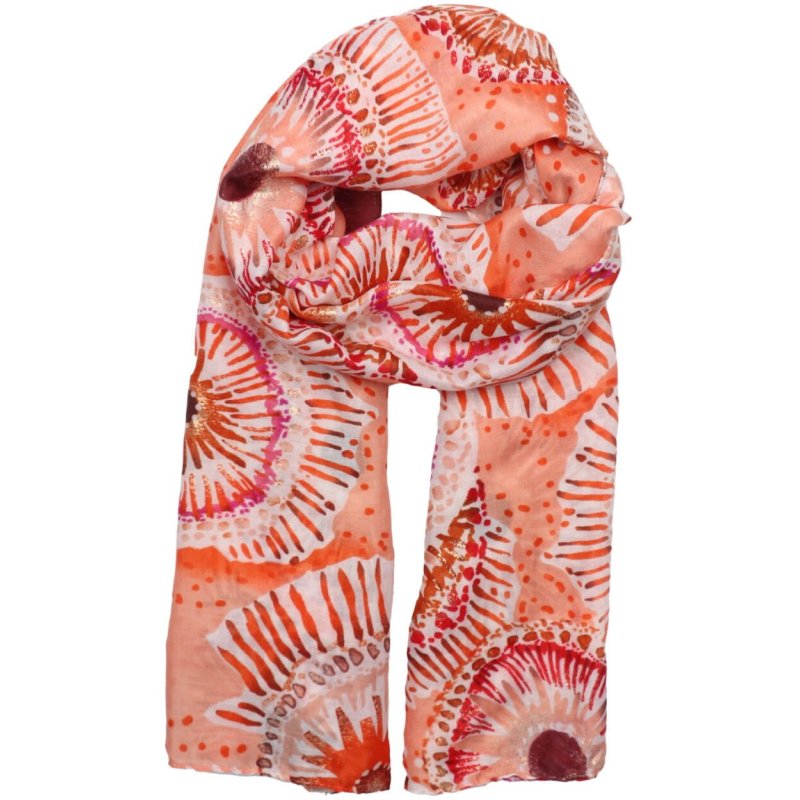 Zelly Orange Whirls Scarf image of the scarf on a white background