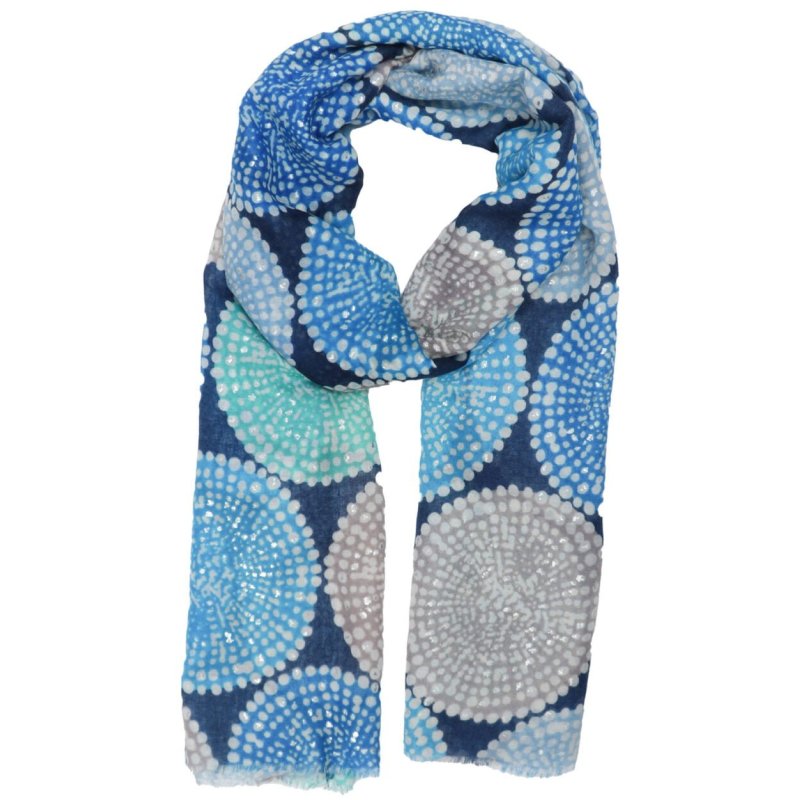 Zelly Blue Multi Spot Scarf image of the scarf on a white background