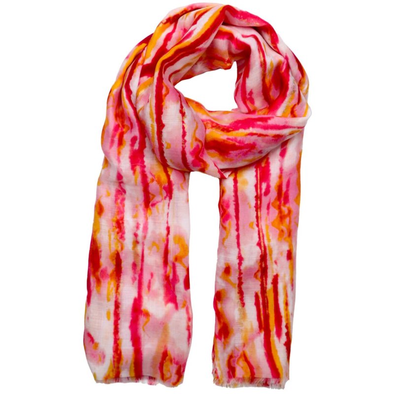 Zelly Orange Watercolour Stripe Scarf image of the scarf on a white background