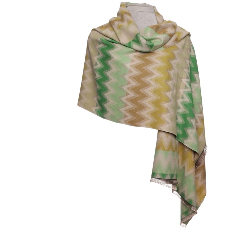 Zelly Green Zig Zag Scarf image of the scarf on a white background