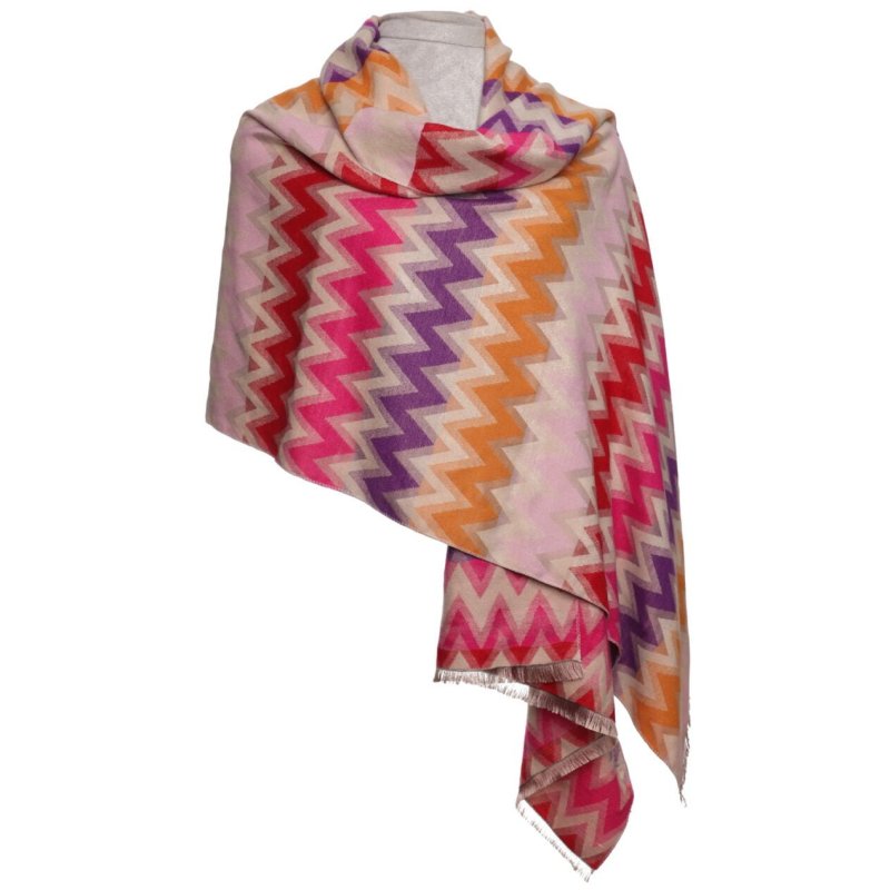 Zelly Hot Pink Zig Zag Scarf image of the scarf on a white background