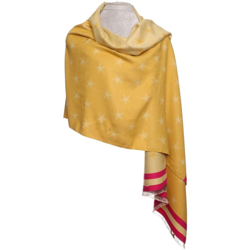 Zelly Mustard Stars & Stars Scarf image of the scarf on a white background