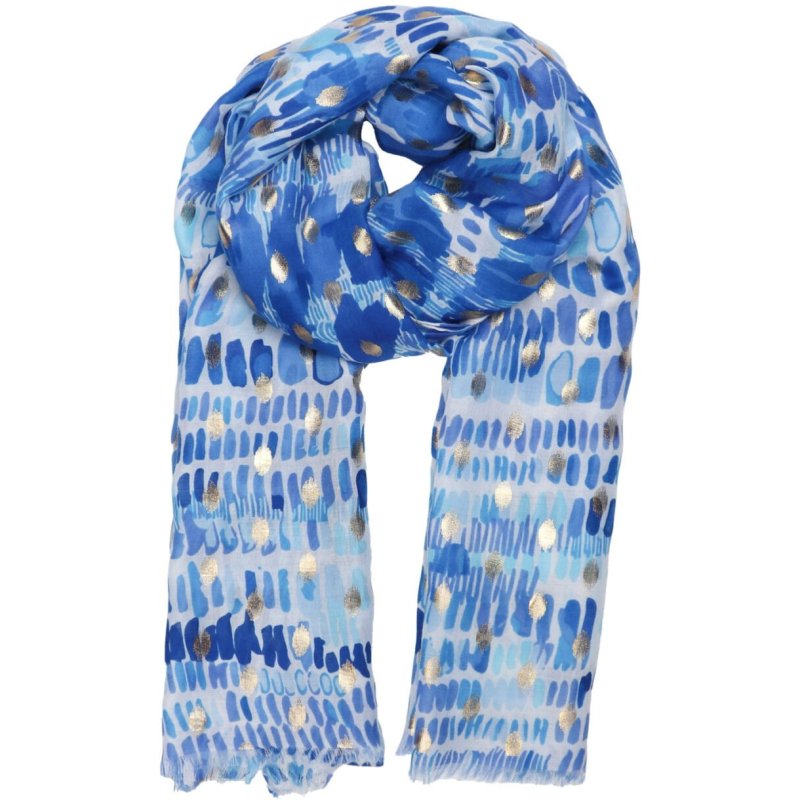 Zelly Blue Dabs Scarf image of the scarf on a white background
