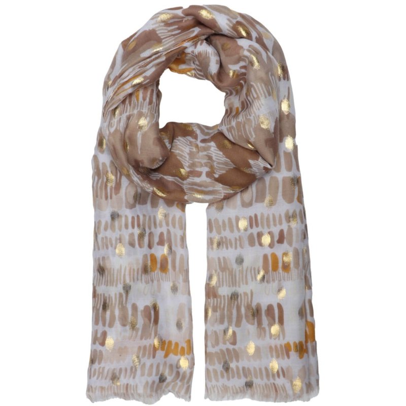 Zelly Taupe Dabs Scarf image of the scarf on a white background