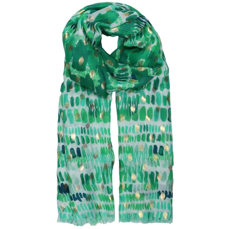 Zelly Green Dabs Scarf image of the scarf on a white background