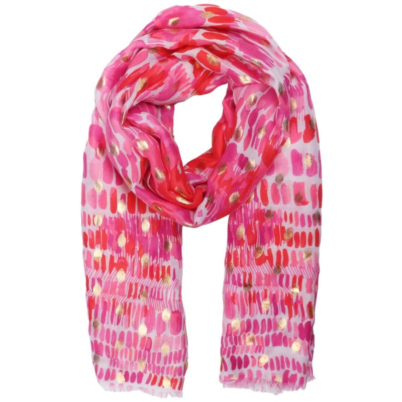Zelly Hot Pink Dabs Scarf image of the scarf on a white background