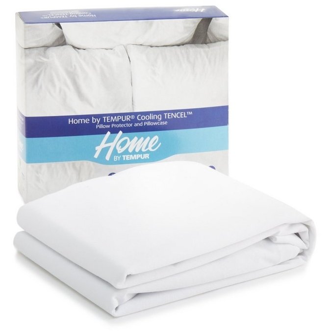 Tempur Cooling Pillow Protector image of the protector with packaging on a white background