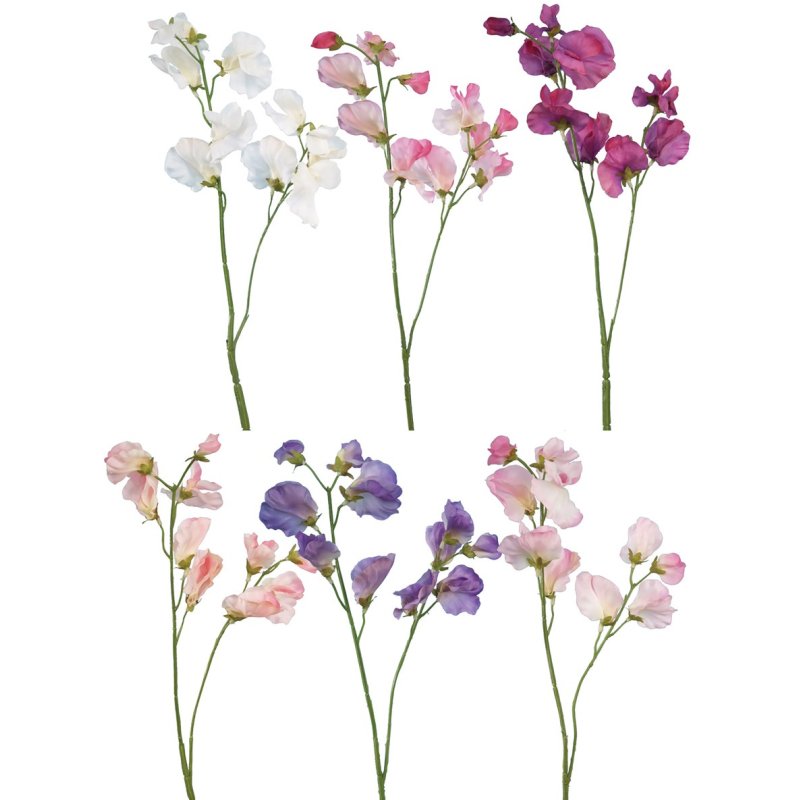 Floralsilk 6 Assorted Sweet Pea Spray image of the flowers on a white background