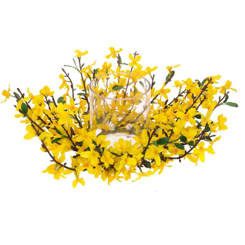 Floralsilk Forsythia Candle Holder image of the candle holder on a white background
