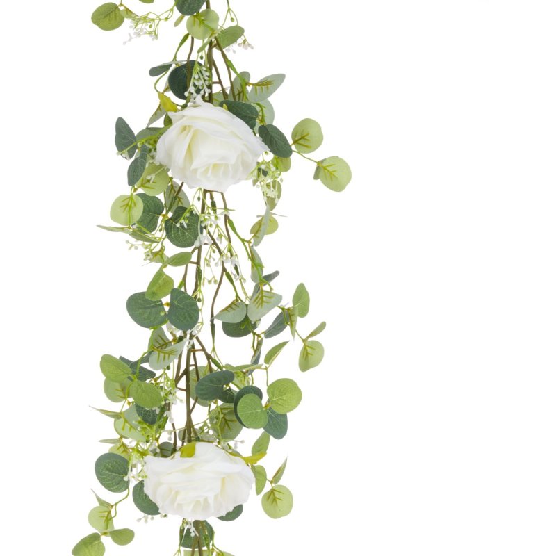 Floralsilk Rose & Eucalyptus Garland image of the garland on a white background
