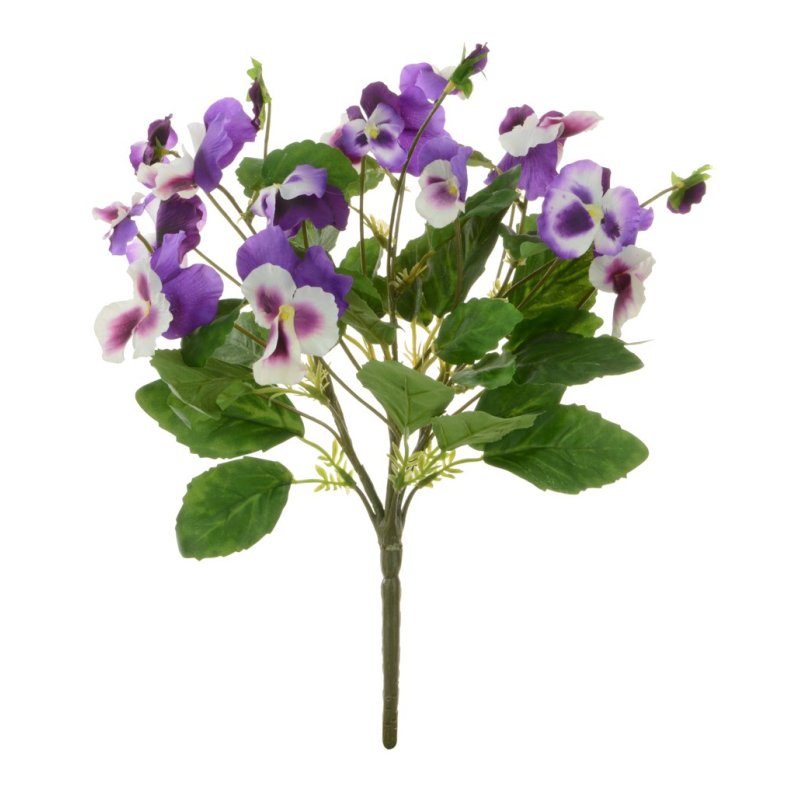 Floralsilk Purple Pansy Bush image of the bunch on a white background