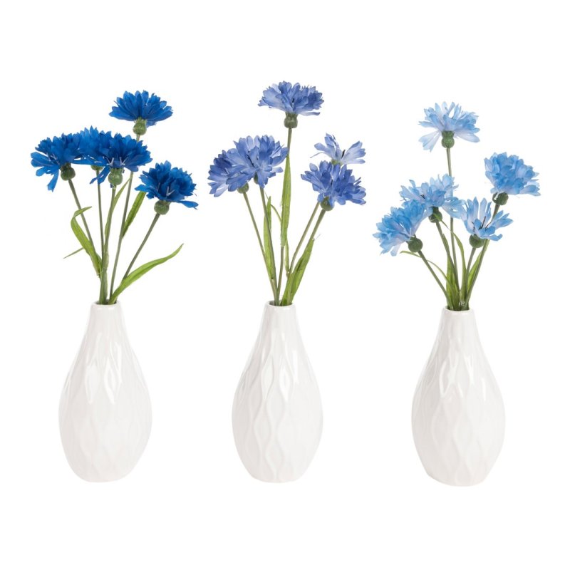 Floralsilk Cornflowers In Geometric Vase image of the vases on a white background