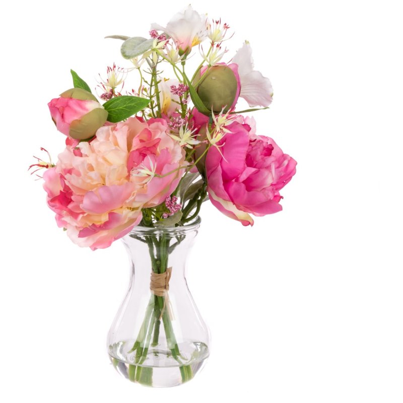 Floralsilk Peony & Alstroemeria In Vase image of the vase on a white background