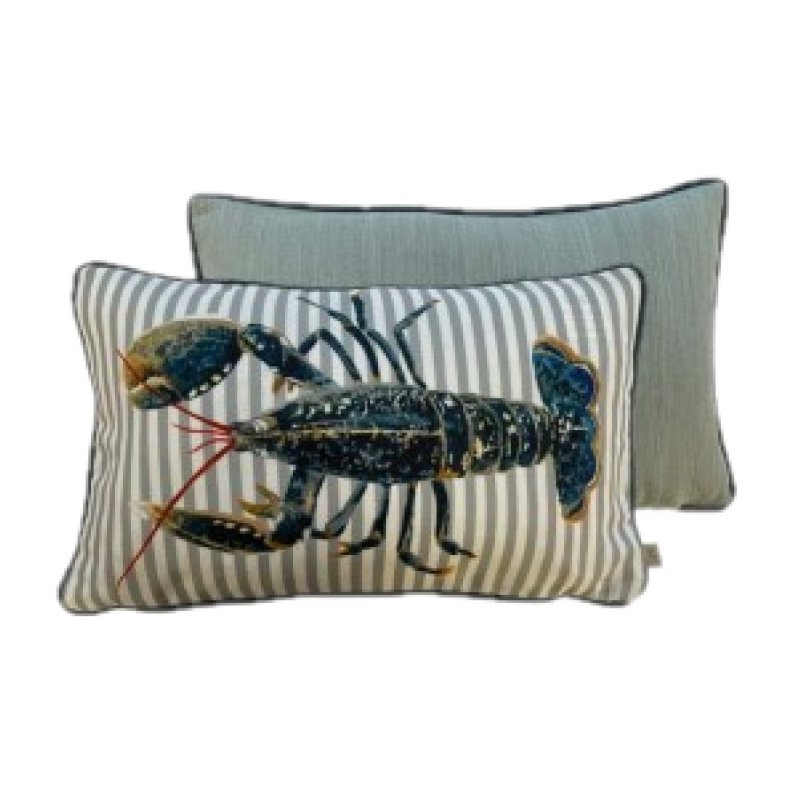 Riva Home Salcombe Lobster Multicolour Cushion image of the front and the back of the cushion on a white background