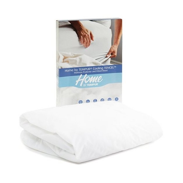 Tempur Cooling Mattress Protector image of the protector with packaging on a white background