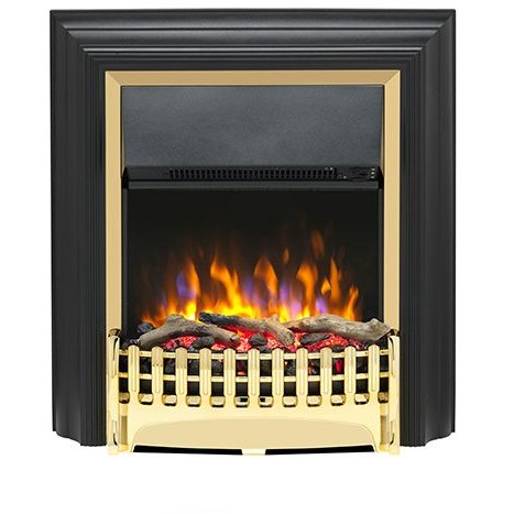 Dimplex Kingsley Brass Deluxe Electric Fire image of the front of the electric fire on a white background