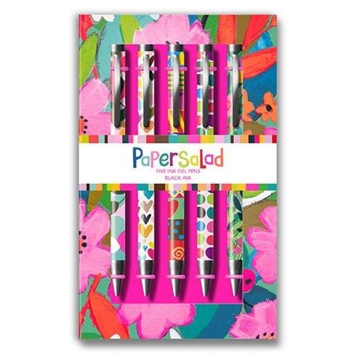 Paper Salad 5 Ink Gel Pen Set image of the pen set in packaging on a white background