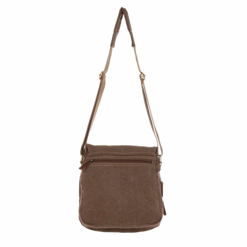 Woodbridge Medium Brown Canvas Cross Body Bag front on image of the bag on a white background